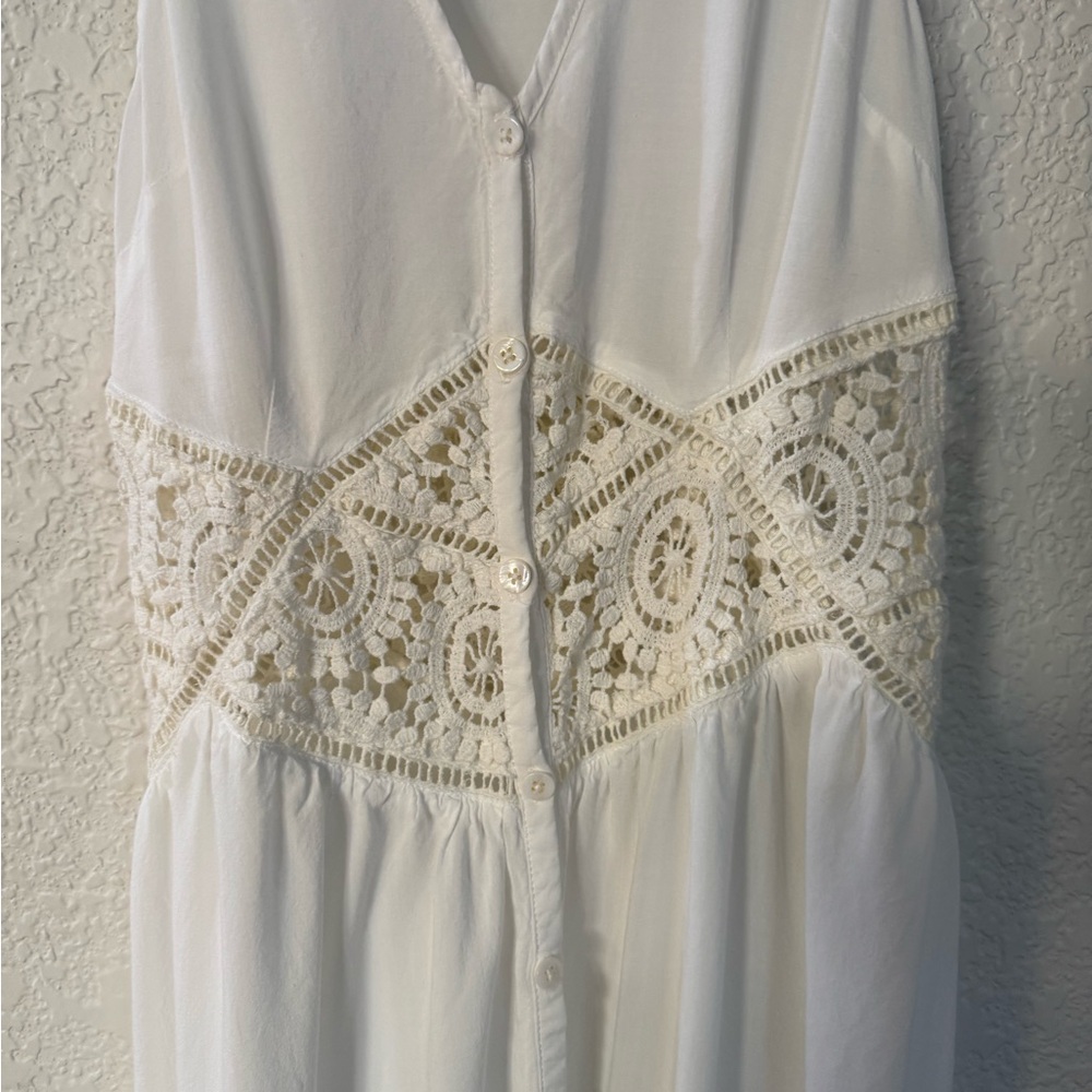 Kendall & Kylie White Crochet-Waist Button-Front Maxi Dress - Picture 5 of 15